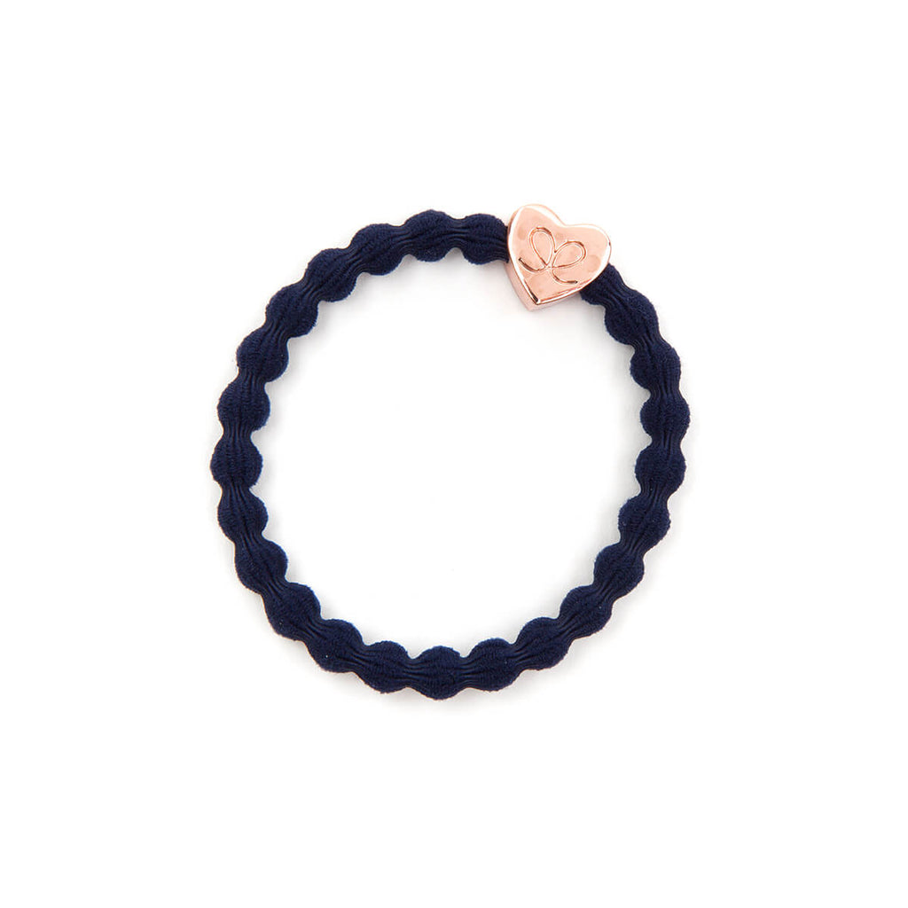Rose Gold Heart Hair Band in Navy by byEloise
