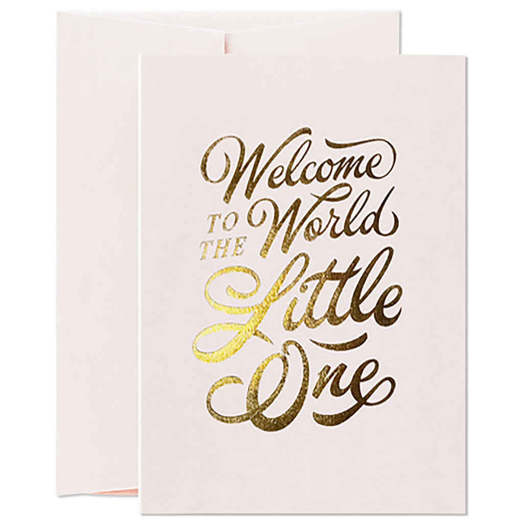 Welcome Little One Greetings Card in Powder Pink by Sean Tulgetsken for Card Nest