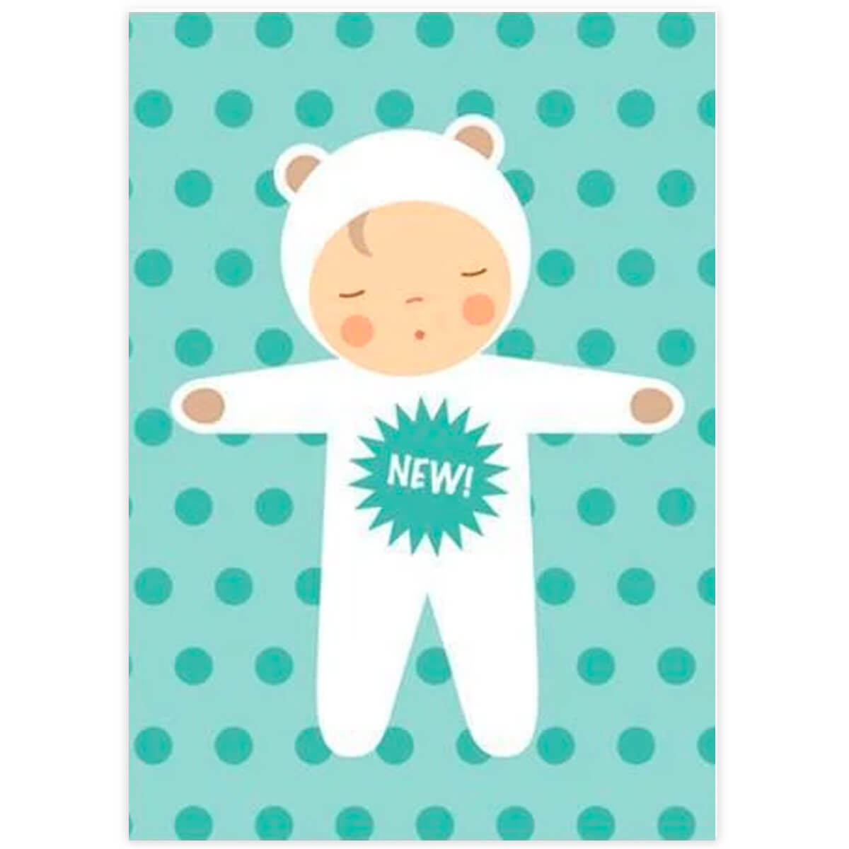 New Baby Greetings Card in Blue by Dicky Bird