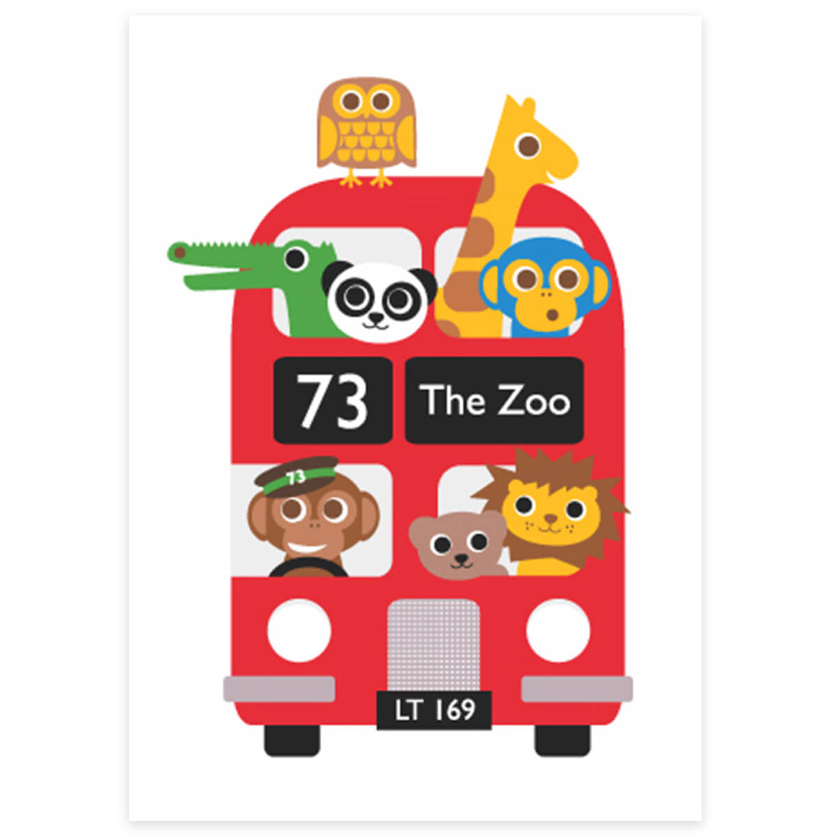 Bus Greetings Card by Dicky Bird