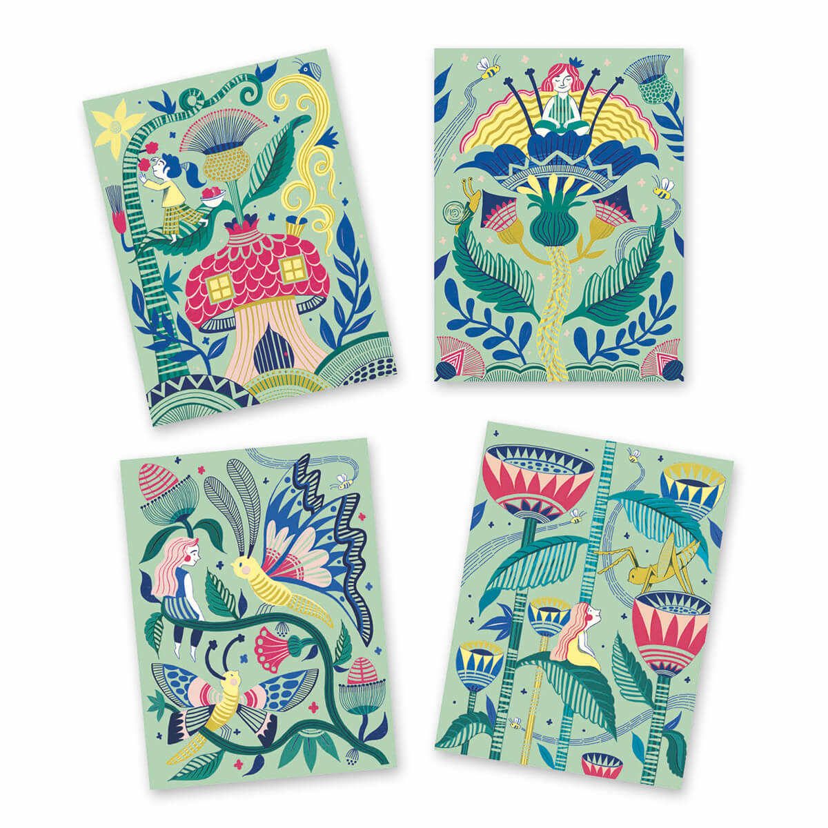 Fantasy Garden Pastel Scratch Boards by Djeco