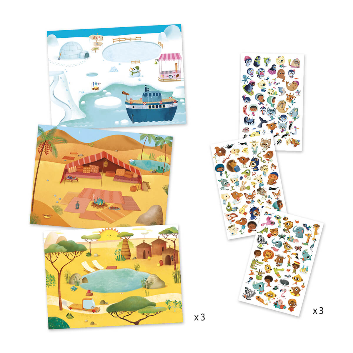 Savannah, Desert and North Pole Rub-On Transfers Set by Djeco