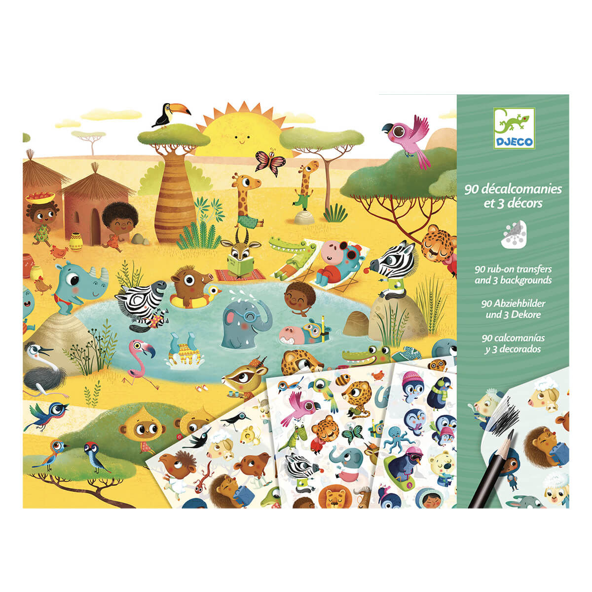 Savannah, Desert and North Pole Rub-On Transfers Set by Djeco