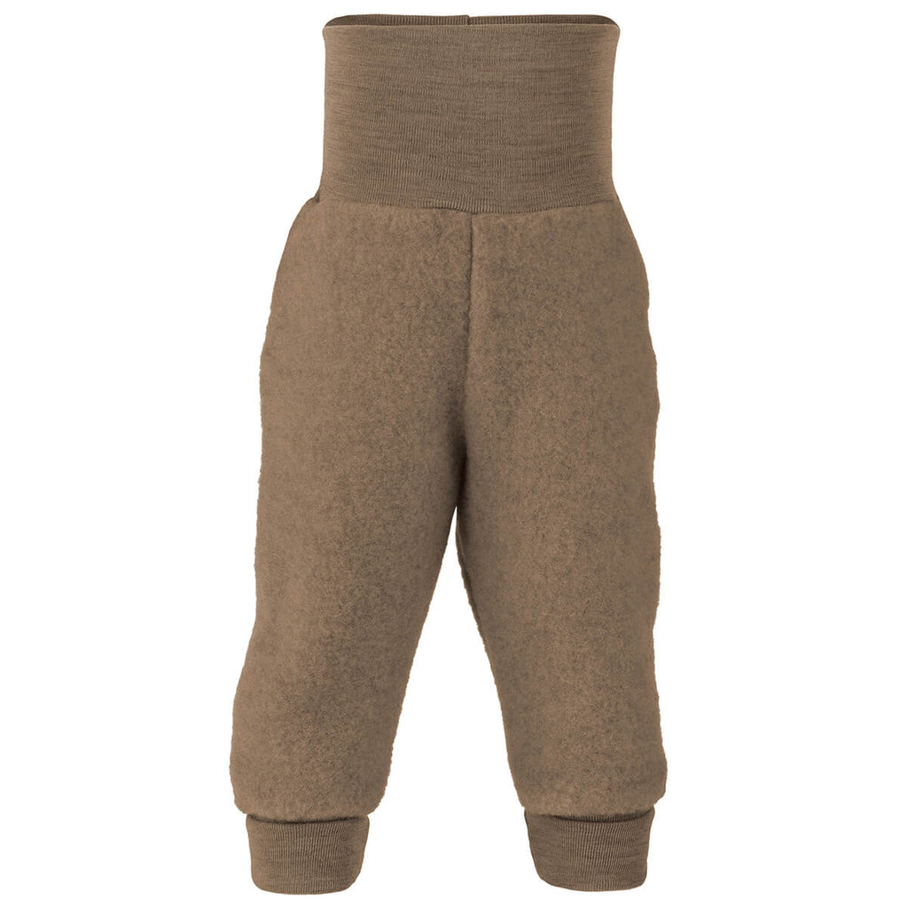 Wool Fleece Baby Pants with Waistband in Walnut Melange by Engel