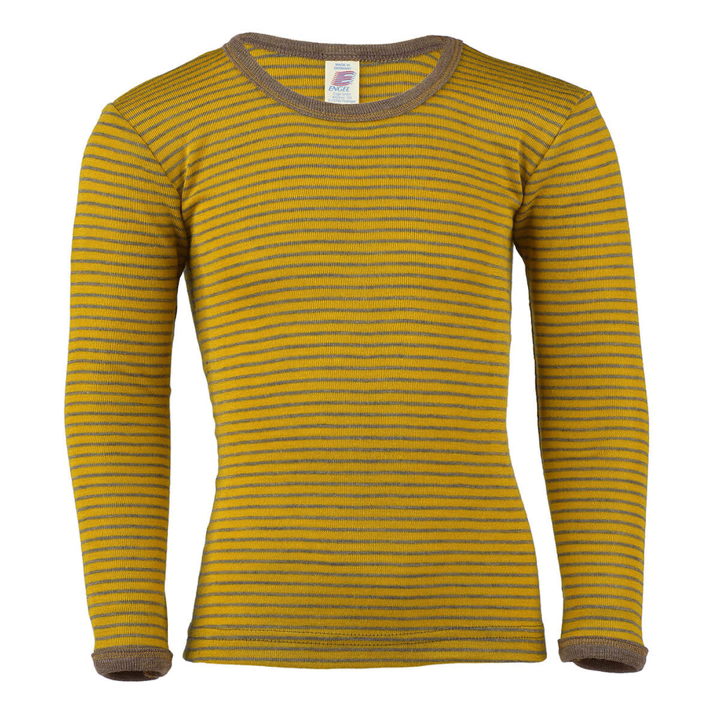 Wool / Silk Long Sleeve Top in Saffron / Walnut Stripe by Engel
