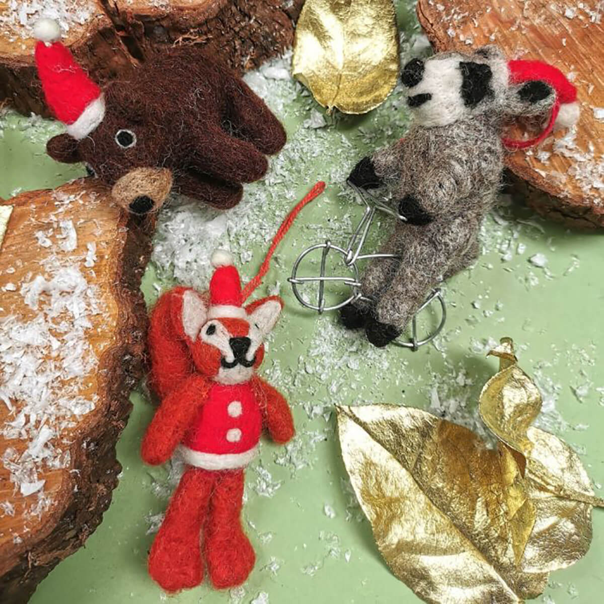 Santa Squirrel Christmas Tree Decoration by Felt So Good