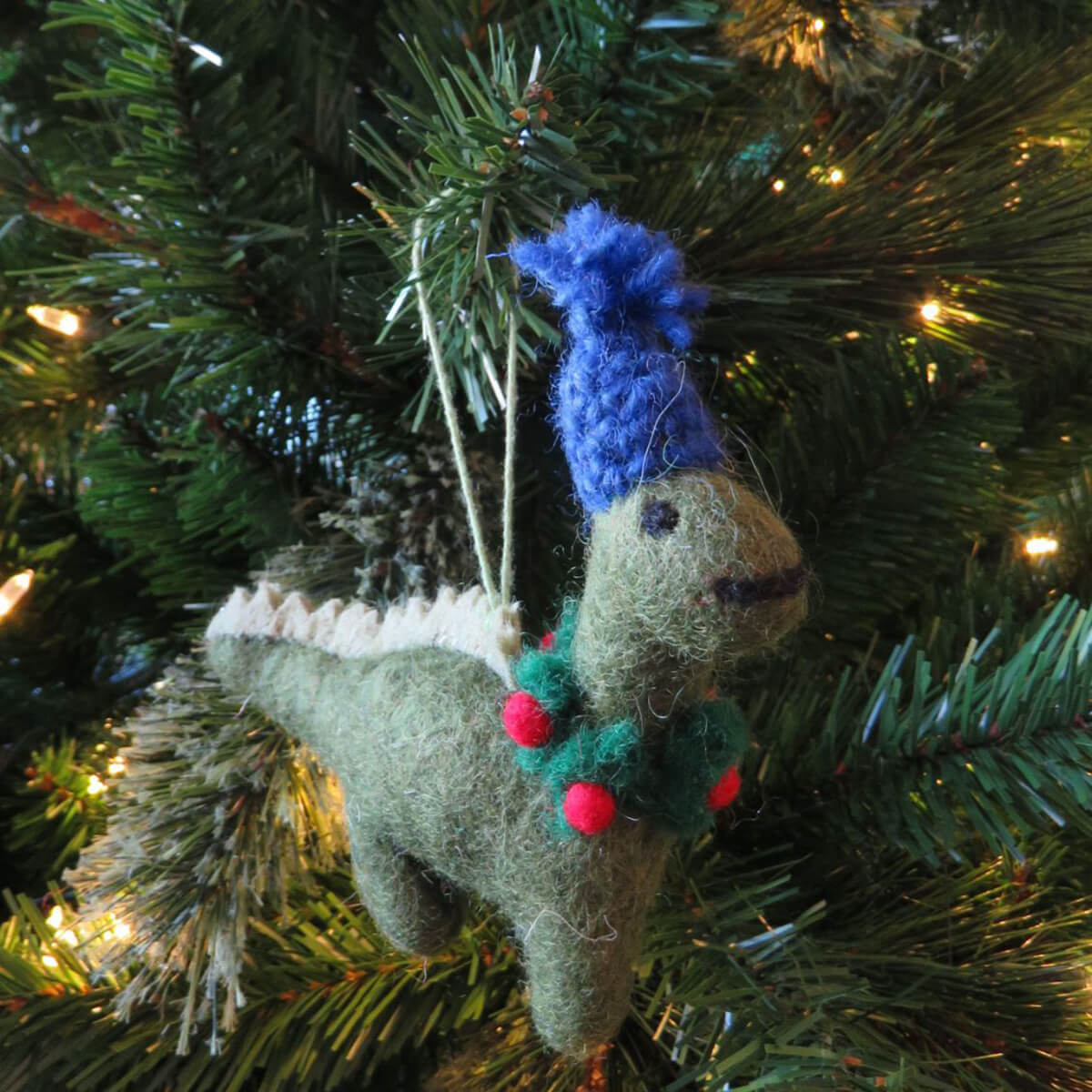 Cosy Dinosaur Christmas Tree Decoration by Felt So Good