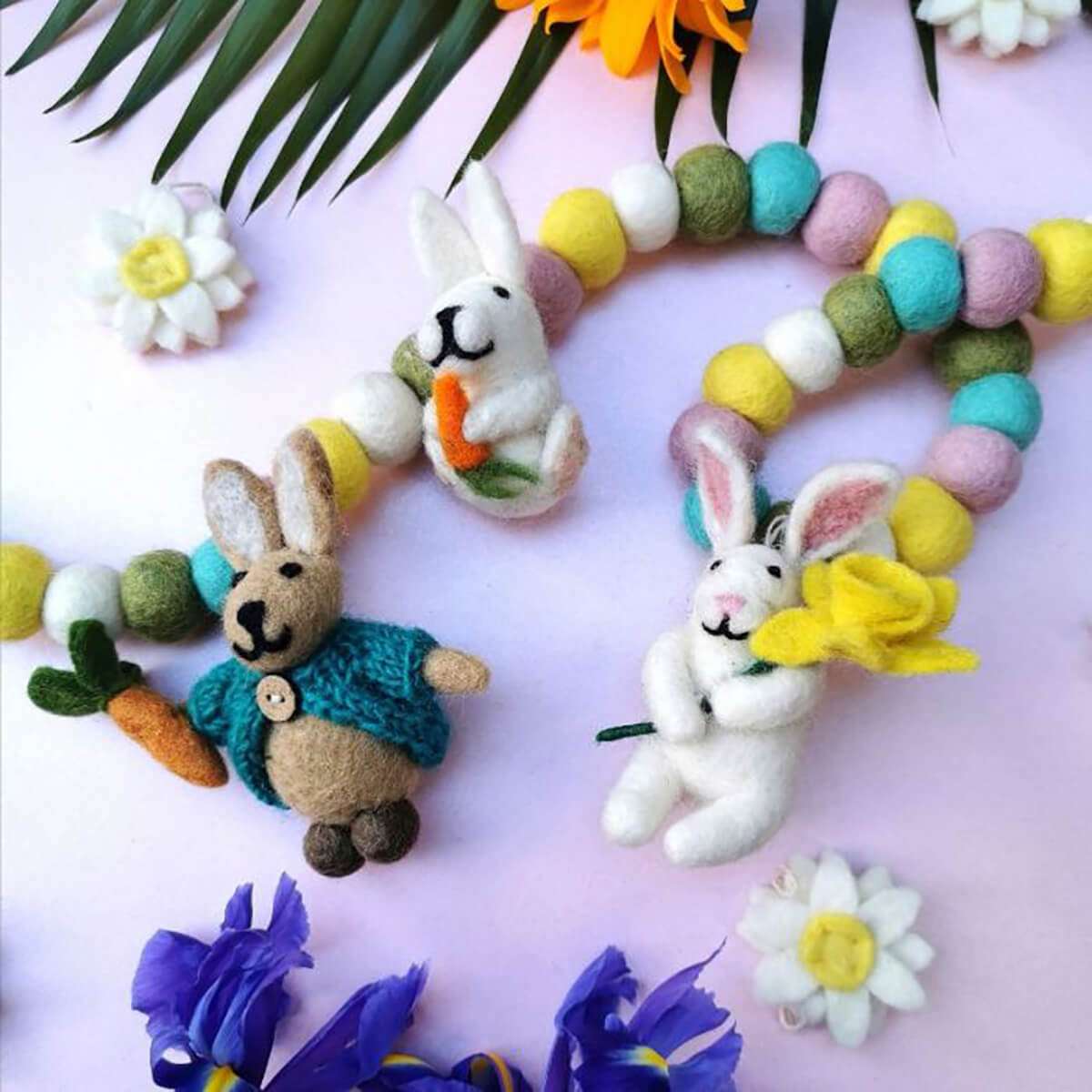 Handmade Biodegradable Felt Easter Bubble Garland Home Decoration by Felt So Good