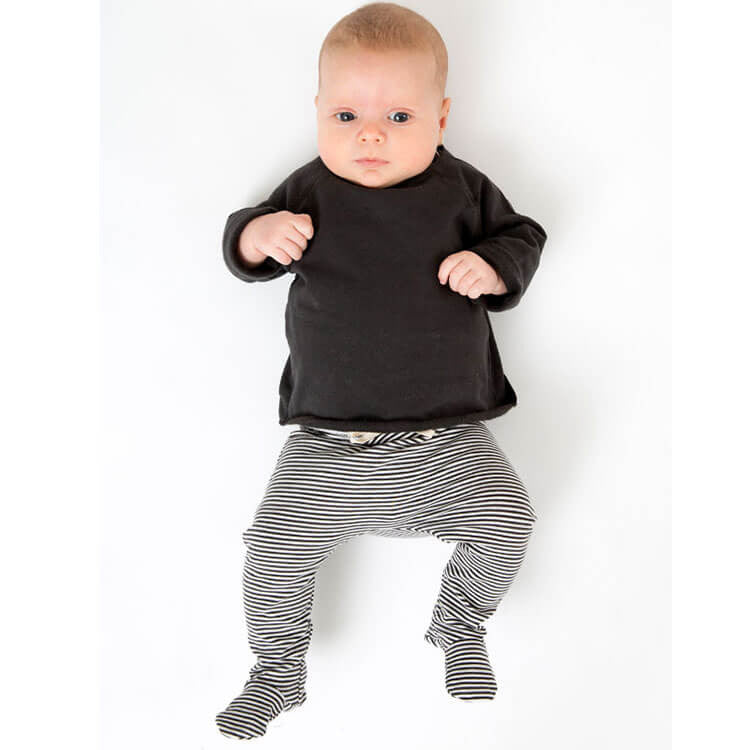 Striped Baby Footies in Nearly Black by Gray Label