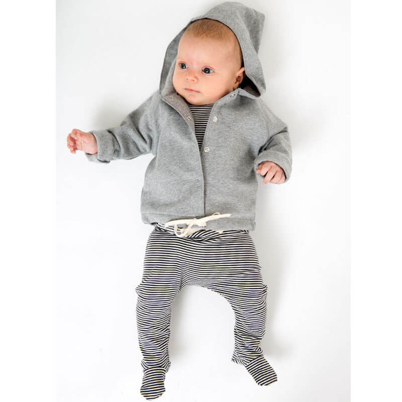 Striped Baby Footies in Nearly Black by Gray Label
