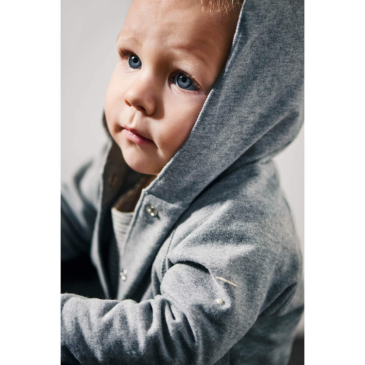 Baby Hooded Cardigan in Grey Melange by Gray Label