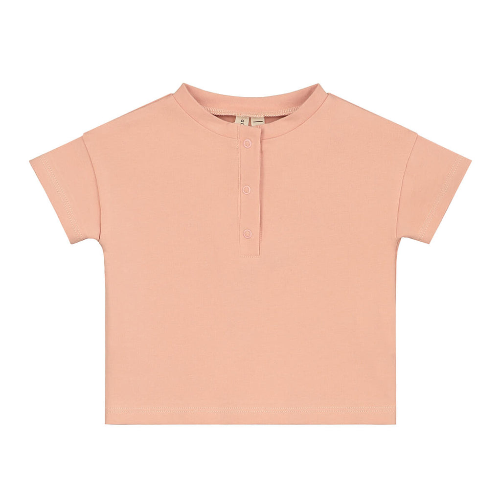 Baby Short Sleeve Henley Tee in Rustic Clay by Gray Label - Last Ones In Stock - 0-6 Months