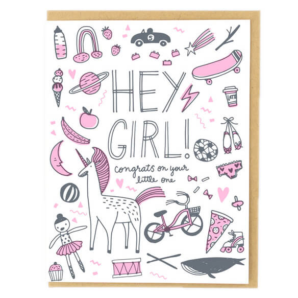 Hey Girl! Greetings Card by Hello! Lucky