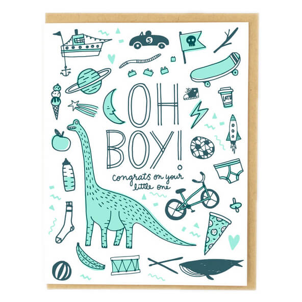 Oh Boy! Greetings Card by Hello! Lucky