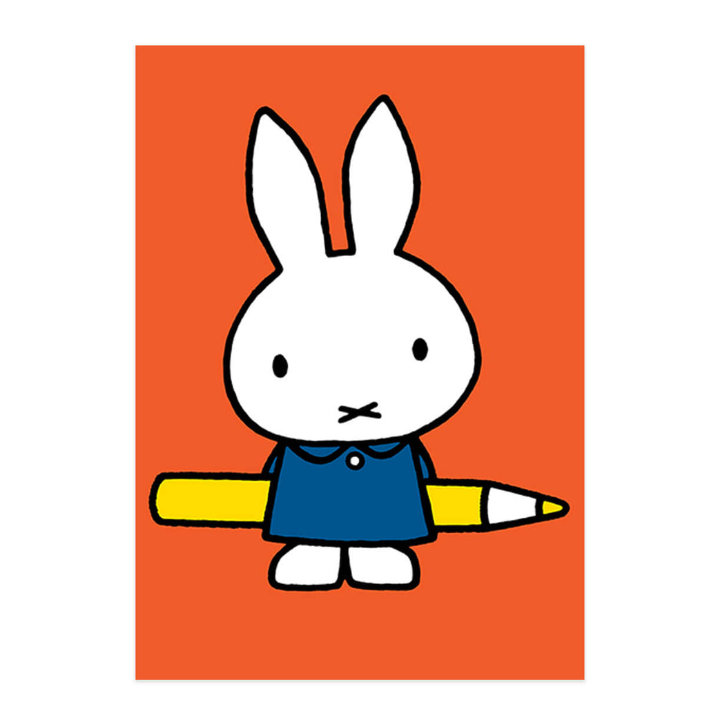 Miffy With Pencil Greetings Card by Dick Bruna for Hype Card