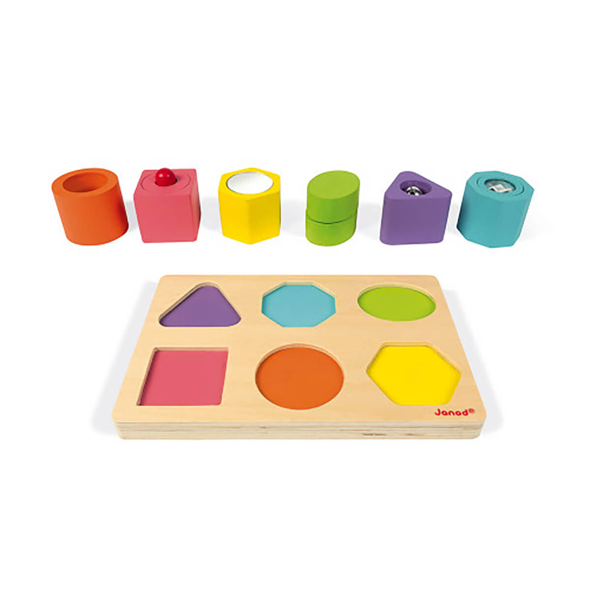 I Wood Shapes and Sounds 6 Block Puzzle by Janod