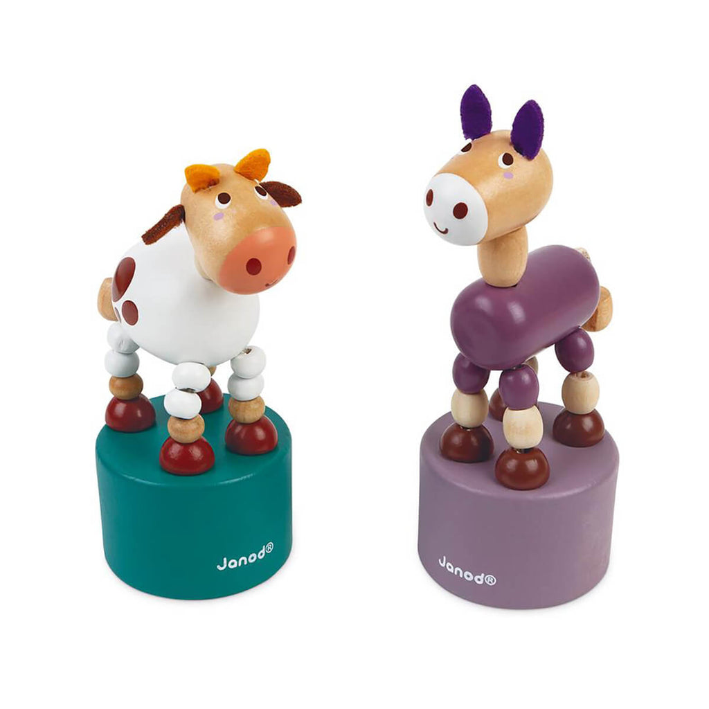 Pocket Cow / Donkey Push Up Toy by Janod