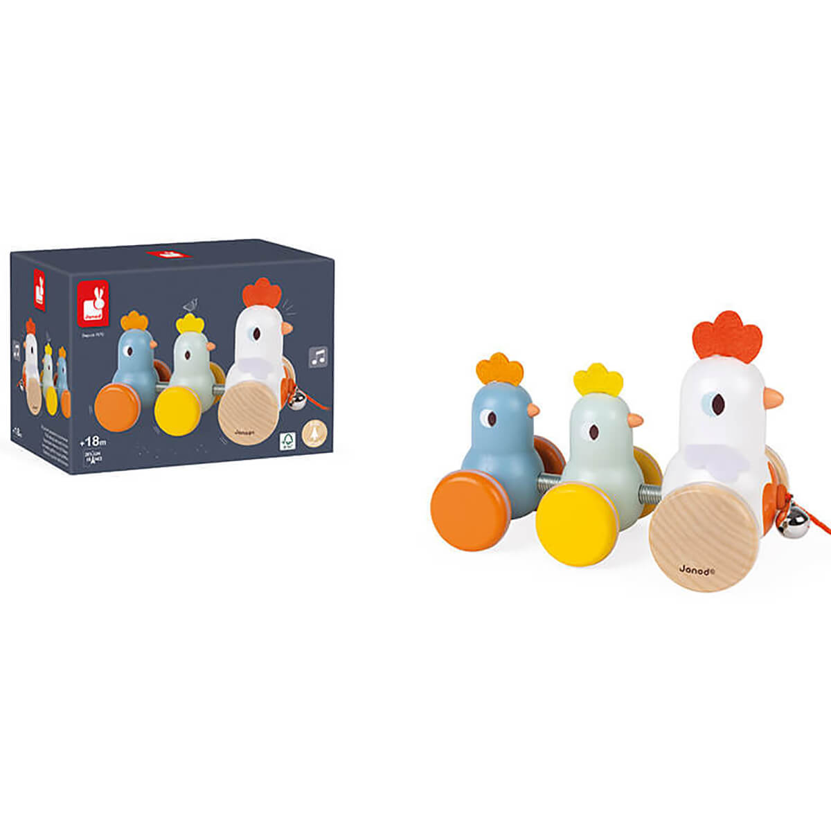 Pull Along Hen And Chicks by Janod