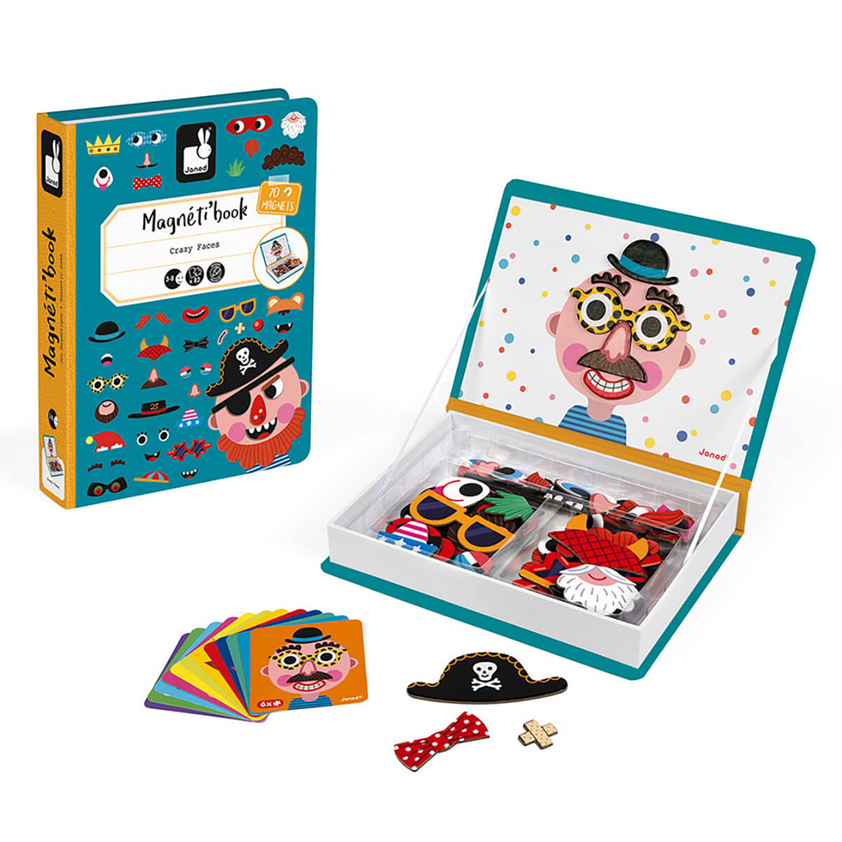Boy's Crazy Faces Magneti Book by Janod