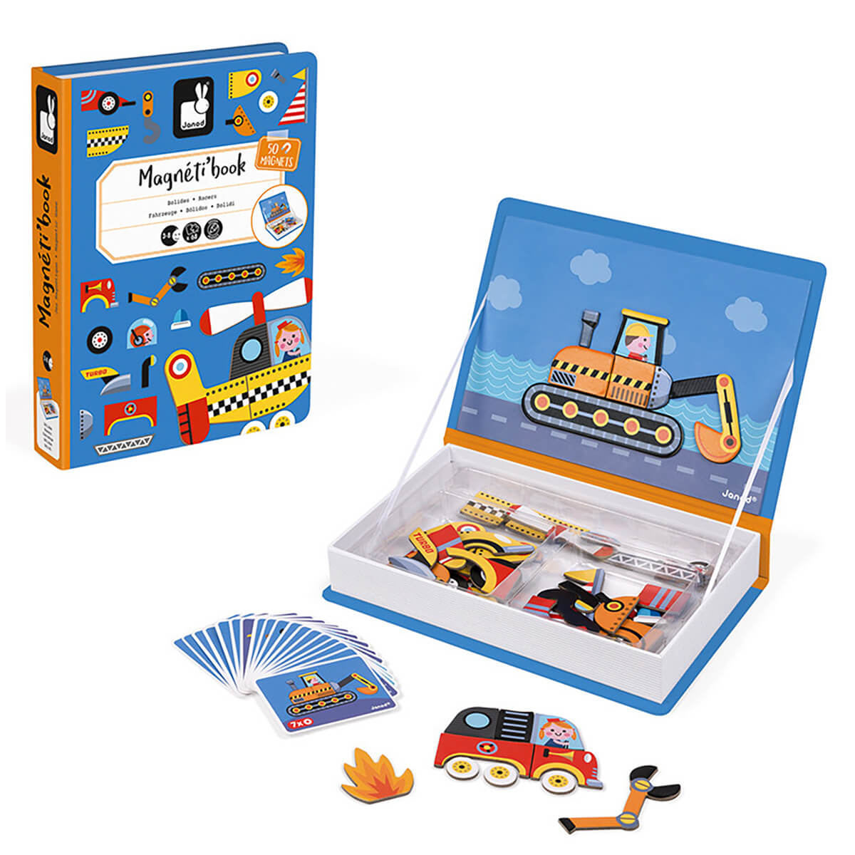 Racers & Vehicles Magneti Book by Janod