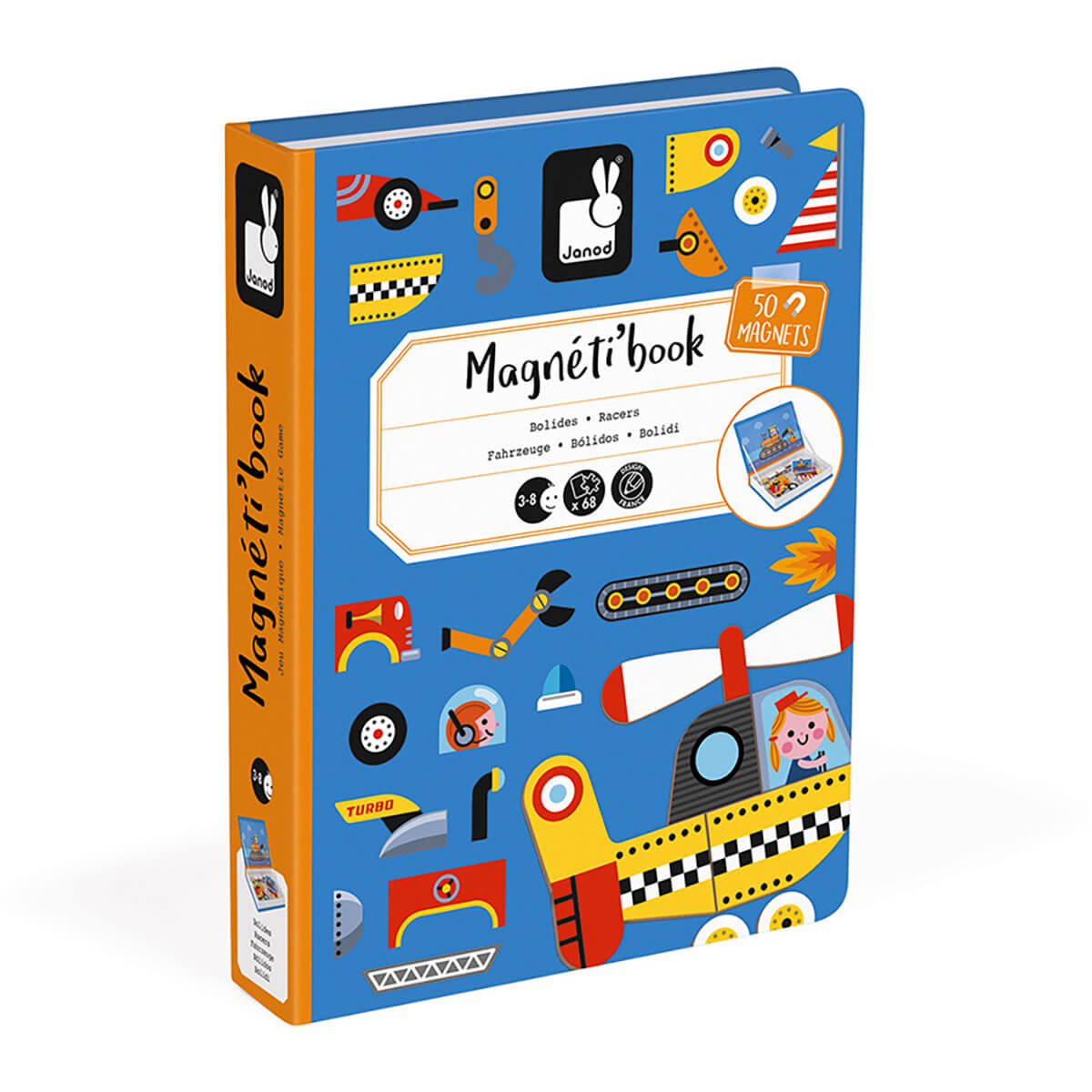 Racers & Vehicles Magneti Book by Janod