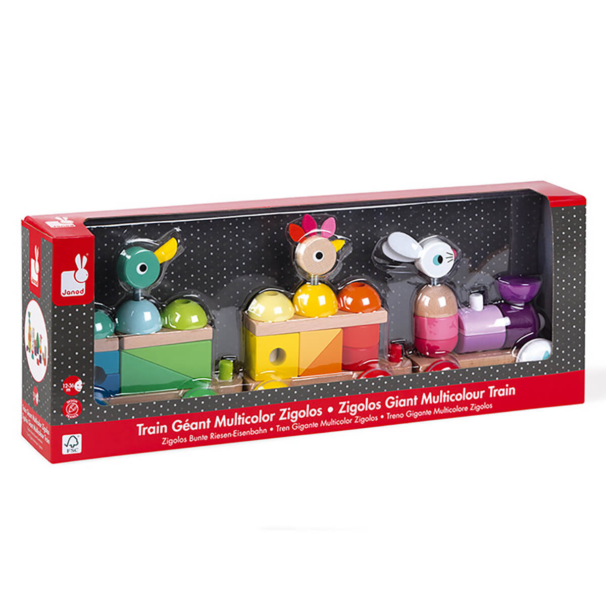 Zigolos Giant Multicolour Pull Along Train by Janod