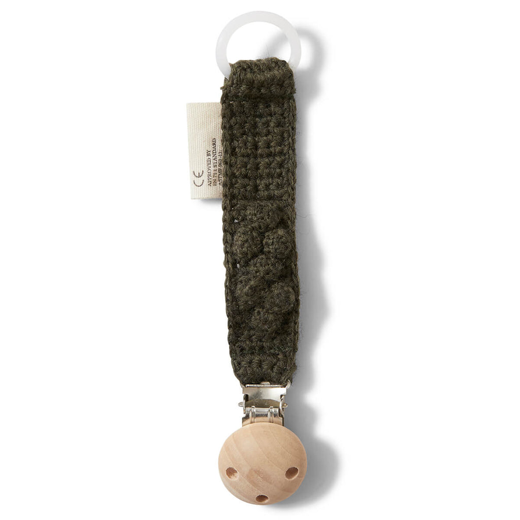 Toma Knitted Pacifier Strap In Walnut by Konges Sløjd