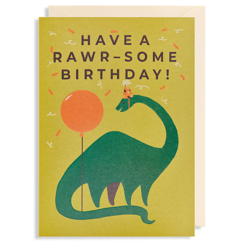 Have a Rawr-some Birthday Greetings Card by Naomi Wilkinson for Lagom Design