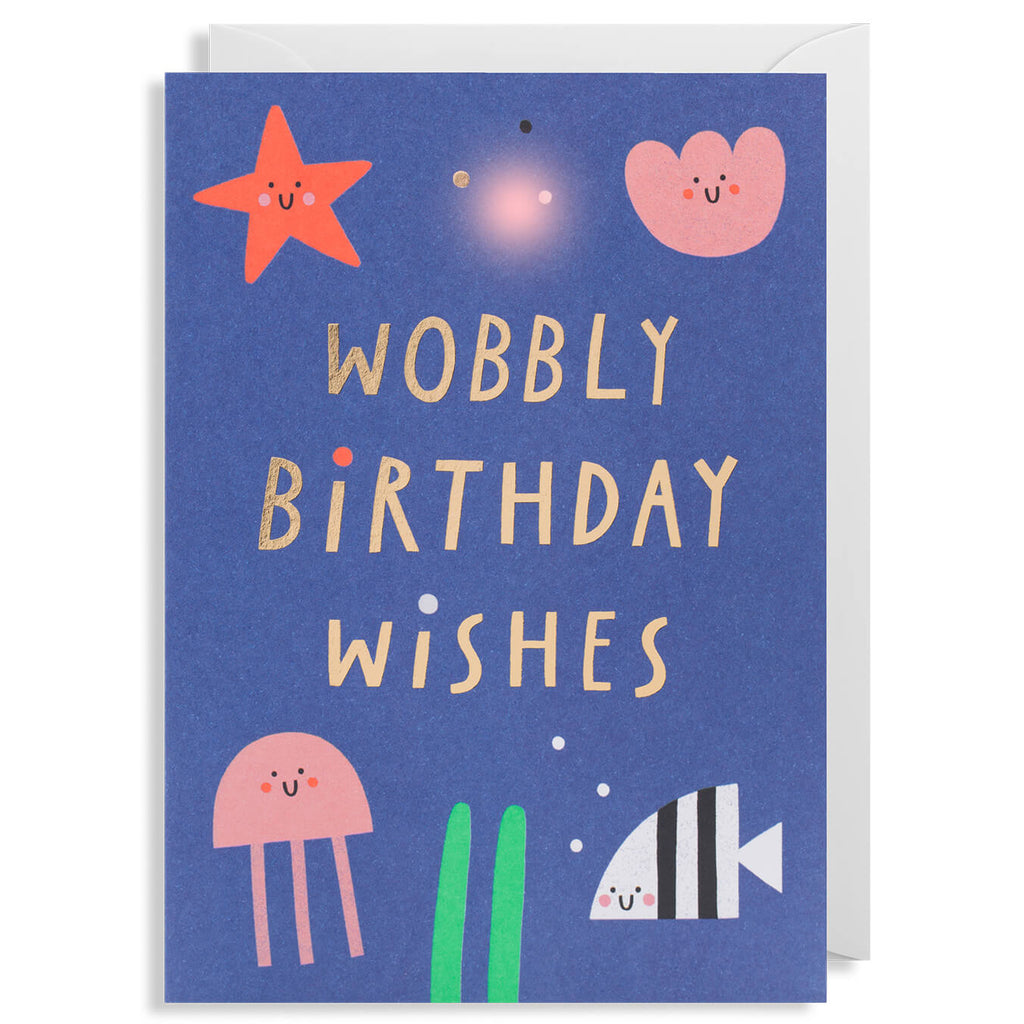 Wobbly Birthday Wishes Greetings Card by Susie Hammer for Lagom Design