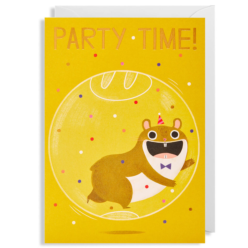 Party Time Hamster Greetings Card by Allison Black for Lagom Design