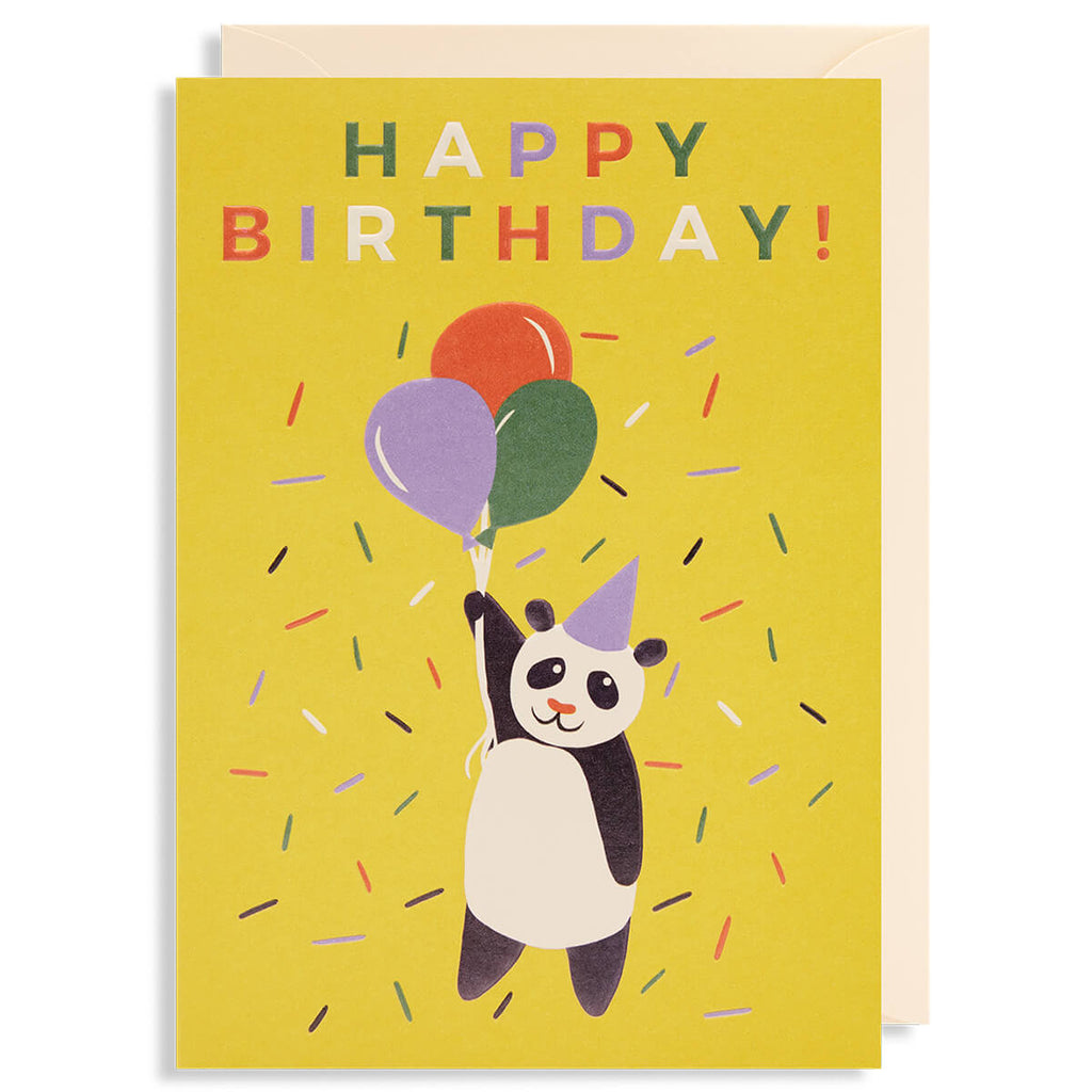 Happy Birthday Panda Greetings Card by Naomi Wilkinson for Lagom Design