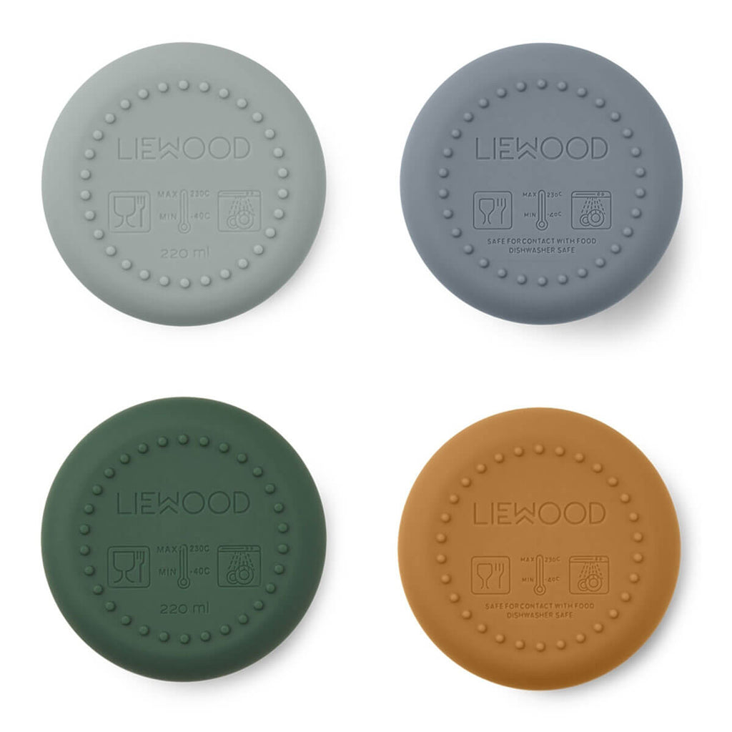 Ethan Silicone Cup in Dino Blue Mix by Liewood (4 Pack)