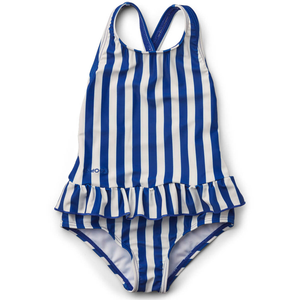 Amara Swimsuit in Surf Blue / Creme de la Creme Stripe by Liewood