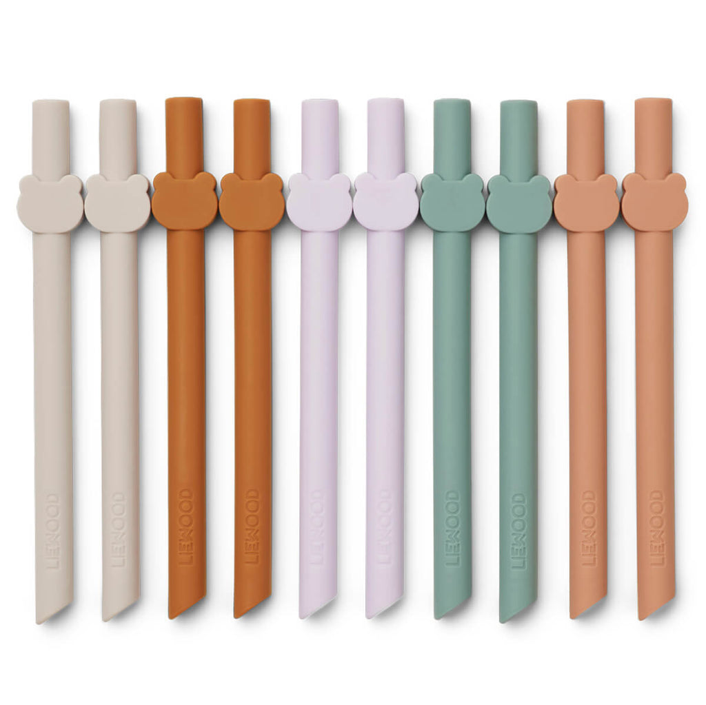 Badu Silicone Straw Set in Multi Mix by Liewood (10 Pack)