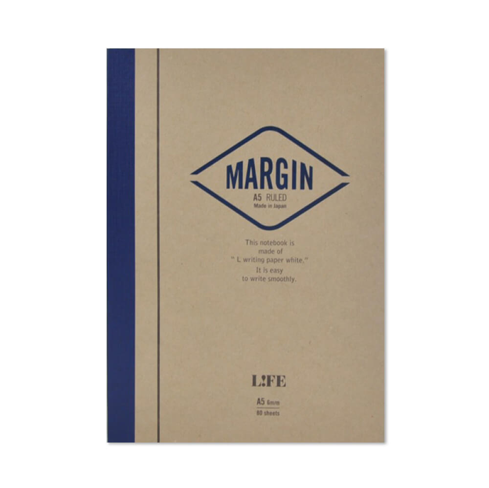 Margin Ruled Notebook A5 (Blue) by Life Japan