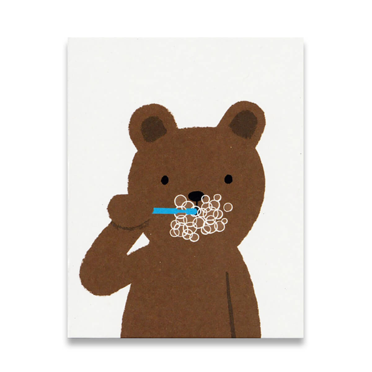Brushing Bear Mini Greetings Card by Lisa Jones Studio