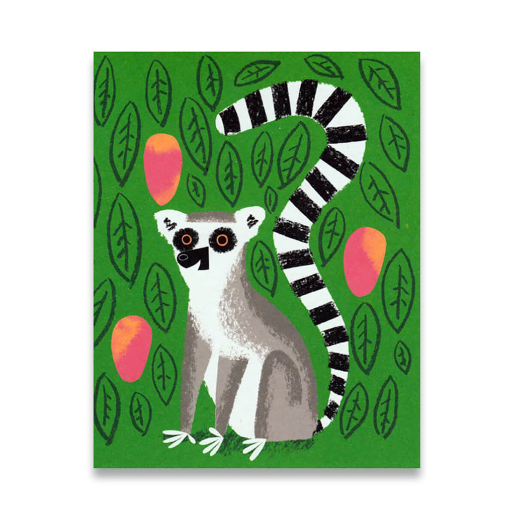 Lemur Mini Greetings Card by Lisa Jones Studio