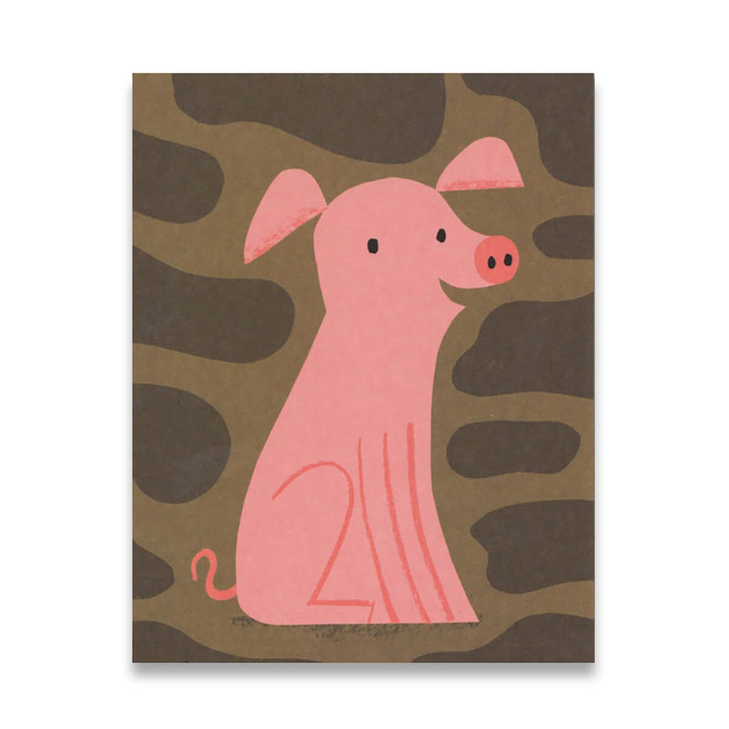 Pig Mini Greetings Card by Lisa Jones Studio