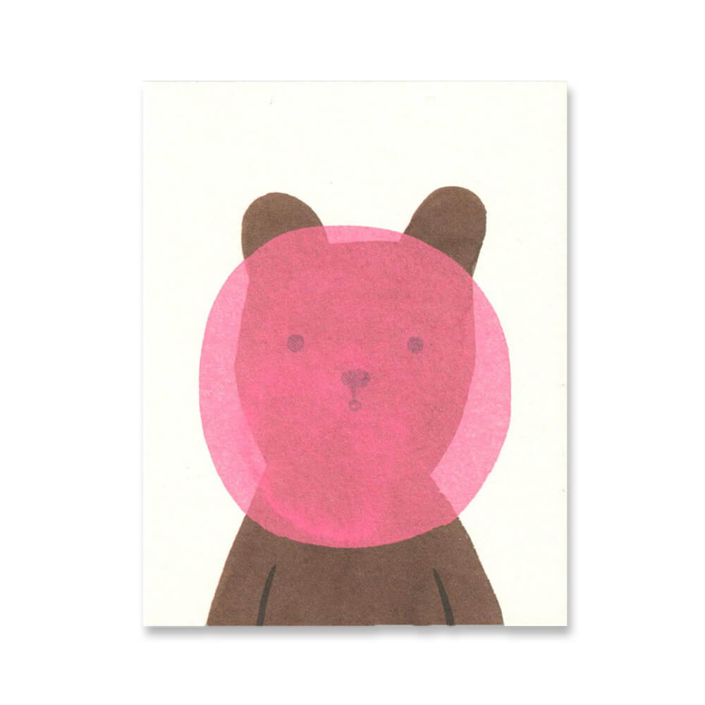 Bubblegum Bear Mini Greetings Card by Lisa Jones Studio