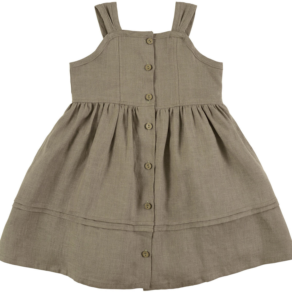 Laurie Pinafore in Clary Sage Linen by Little Cotton Clothes