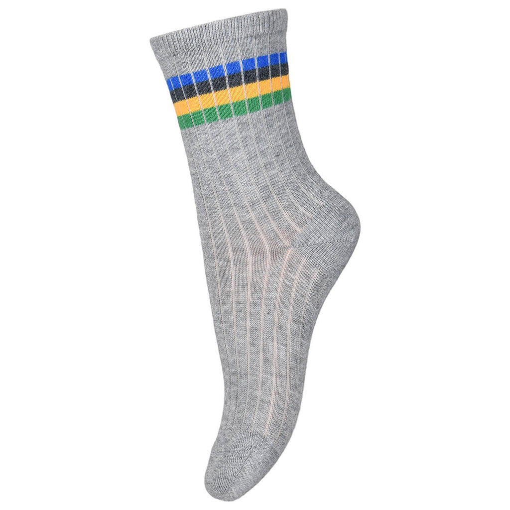 Aksel Stripe Ankle Socks in Grey Marl by MP Denmark