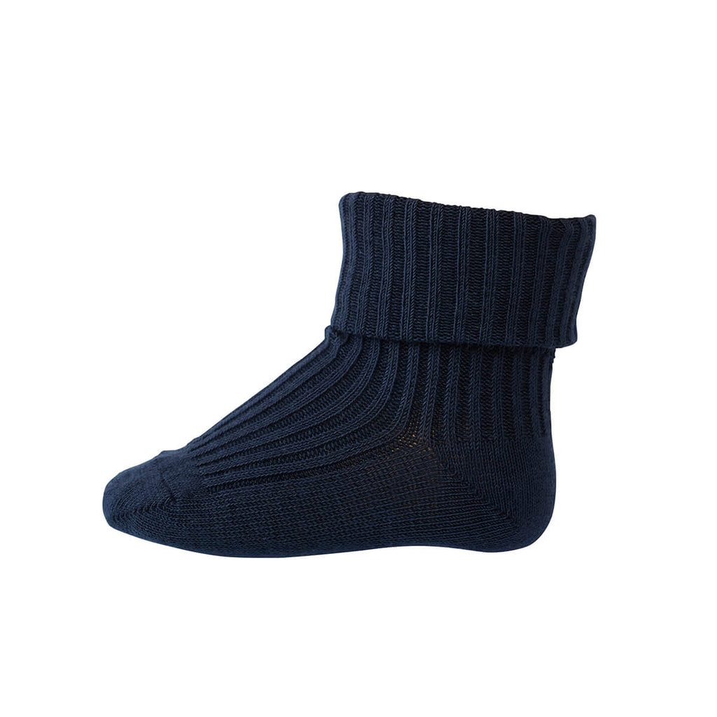 Cotton Rib Ankle Socks in Indigo Blue by MP Denmark