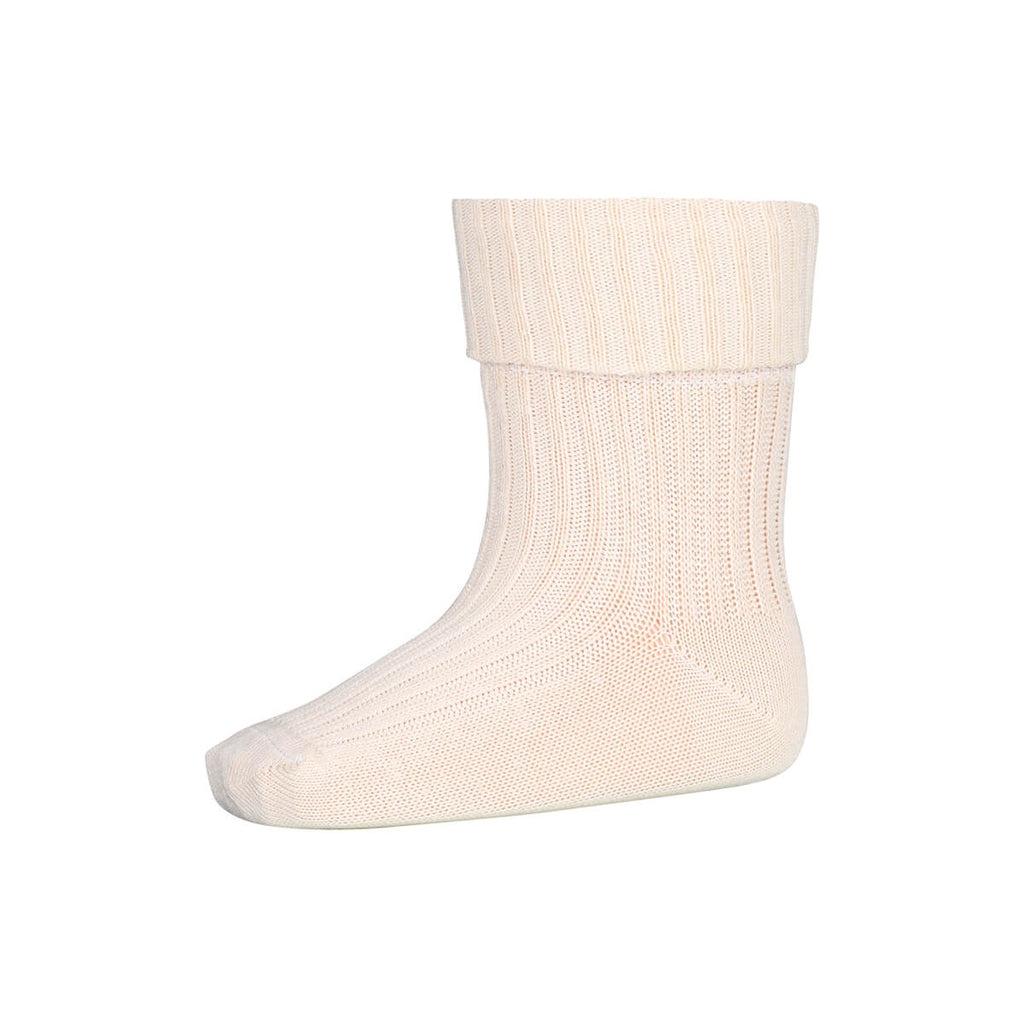 Cotton Rib Ankle Socks in Ecru by MP Denmark