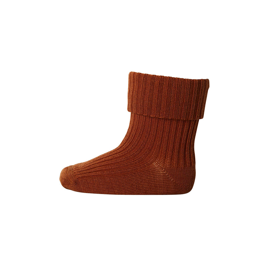 Cotton Rib Ankle Socks in Sienna by MP Denmark