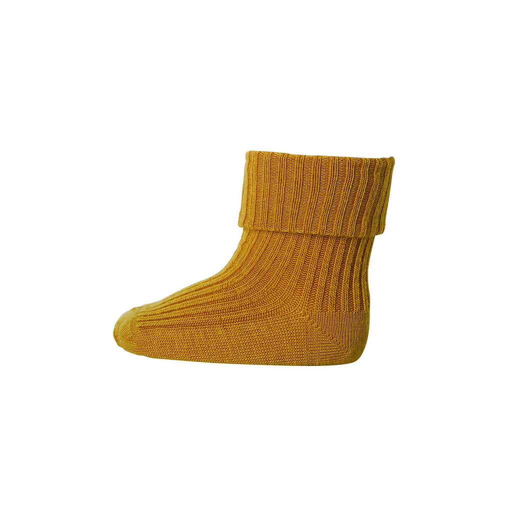 Wool Rib Ankle Socks in Golden Spice by MP Denmark
