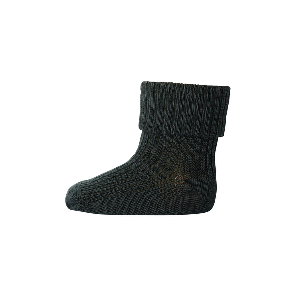 Wool Rib Ankle Socks in Dark Army by MP Denmark