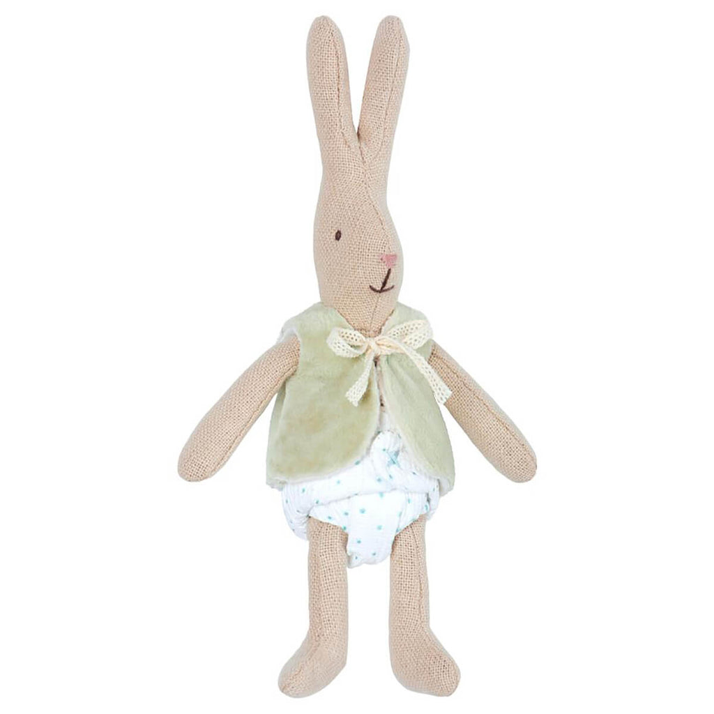 Micro Bunny in a Green Furry Vest by Maileg