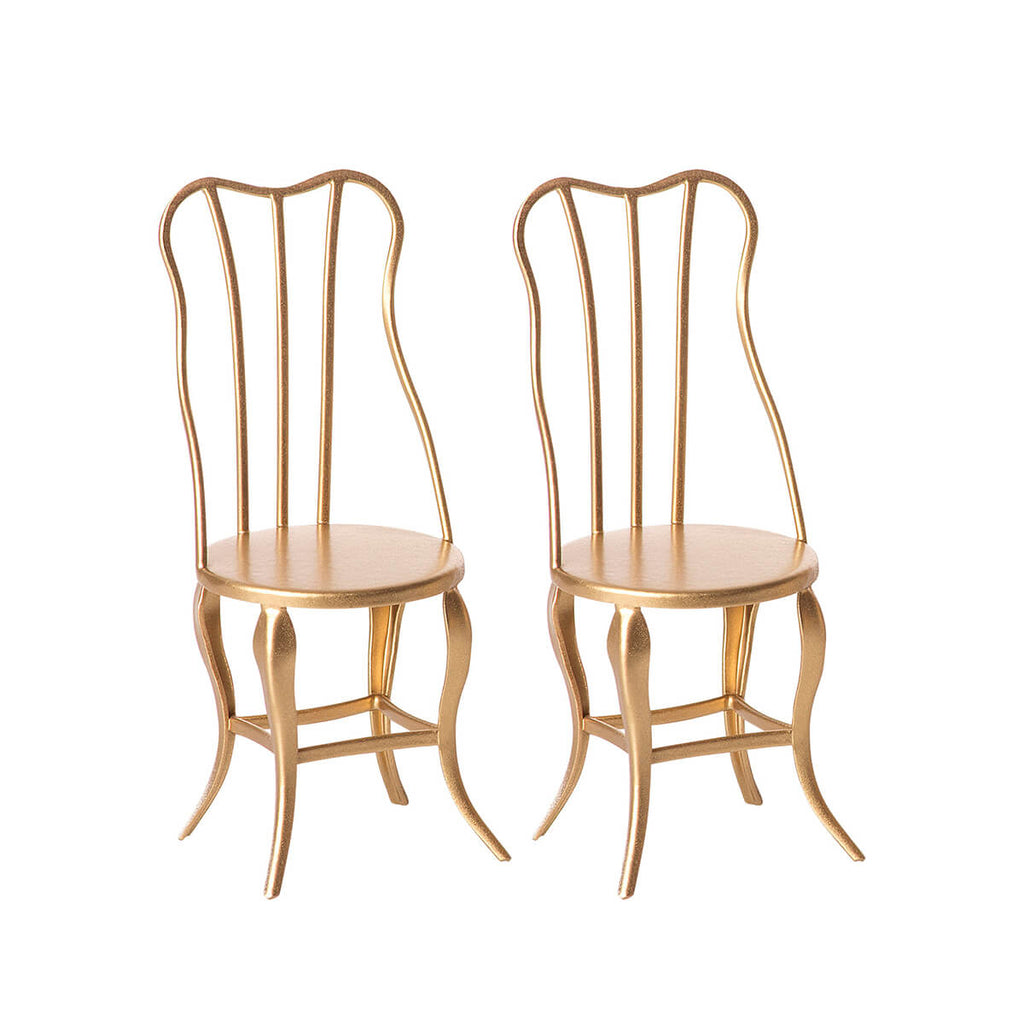 Set of 2 Vintage Chairs (Micro) in Gold by Maileg