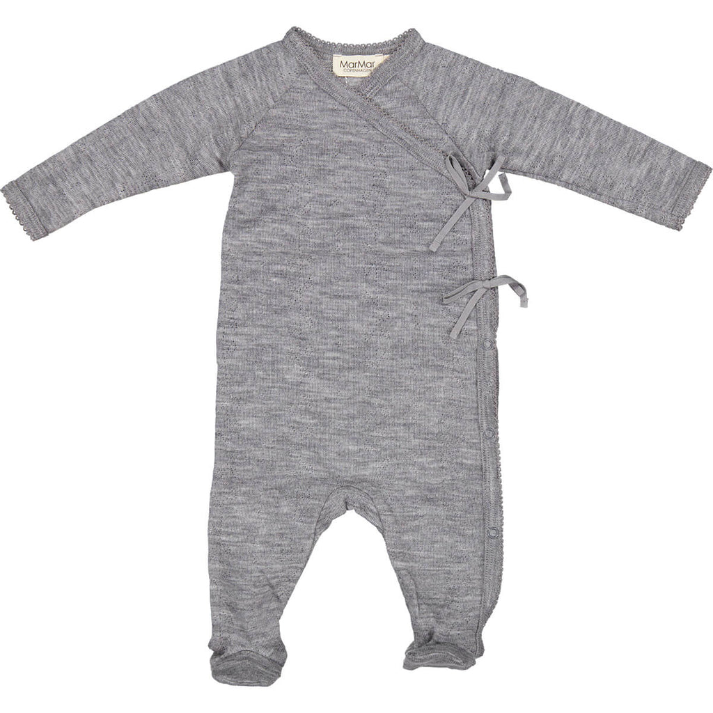 Rubetta Wool Pointelle Baby Romper in Grey Melange by MarMar Copenhagen