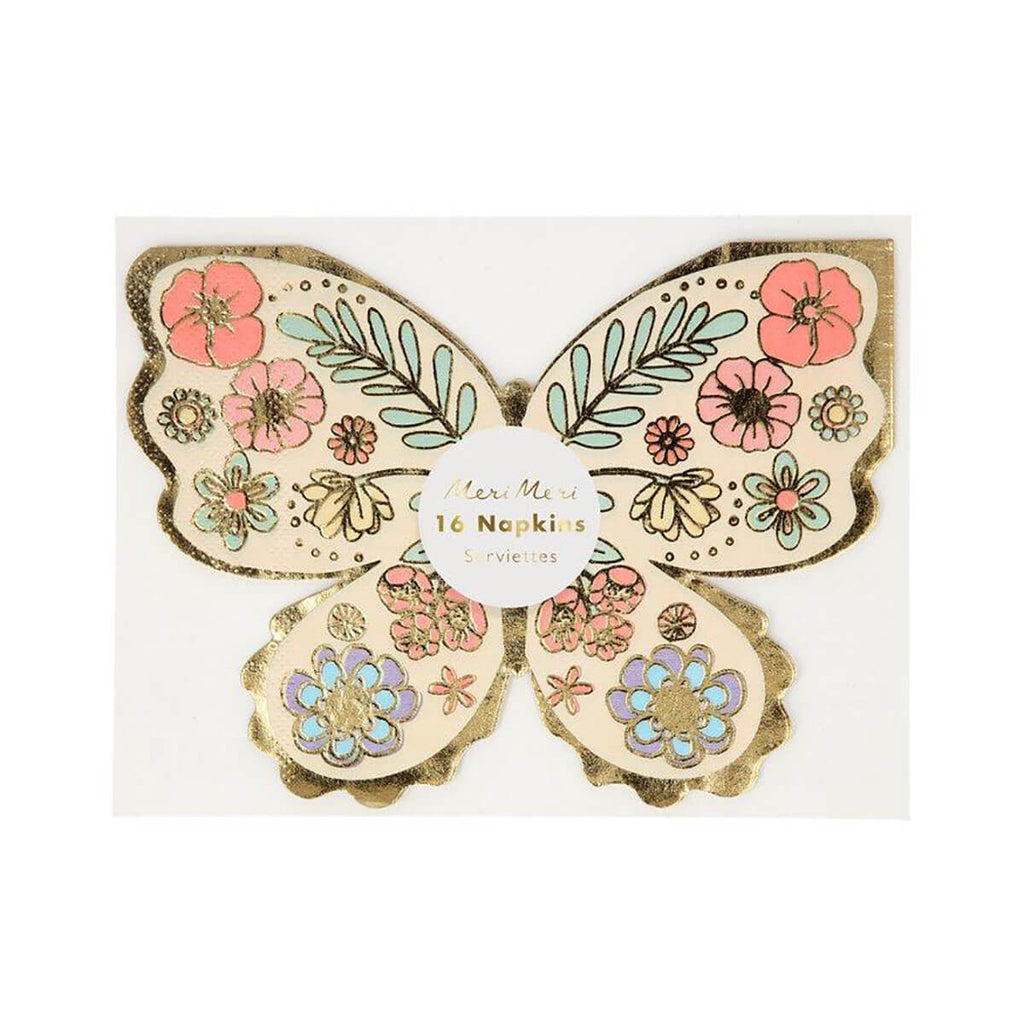 Floral Butterfly Shaped Party Napkins by Meri Meri